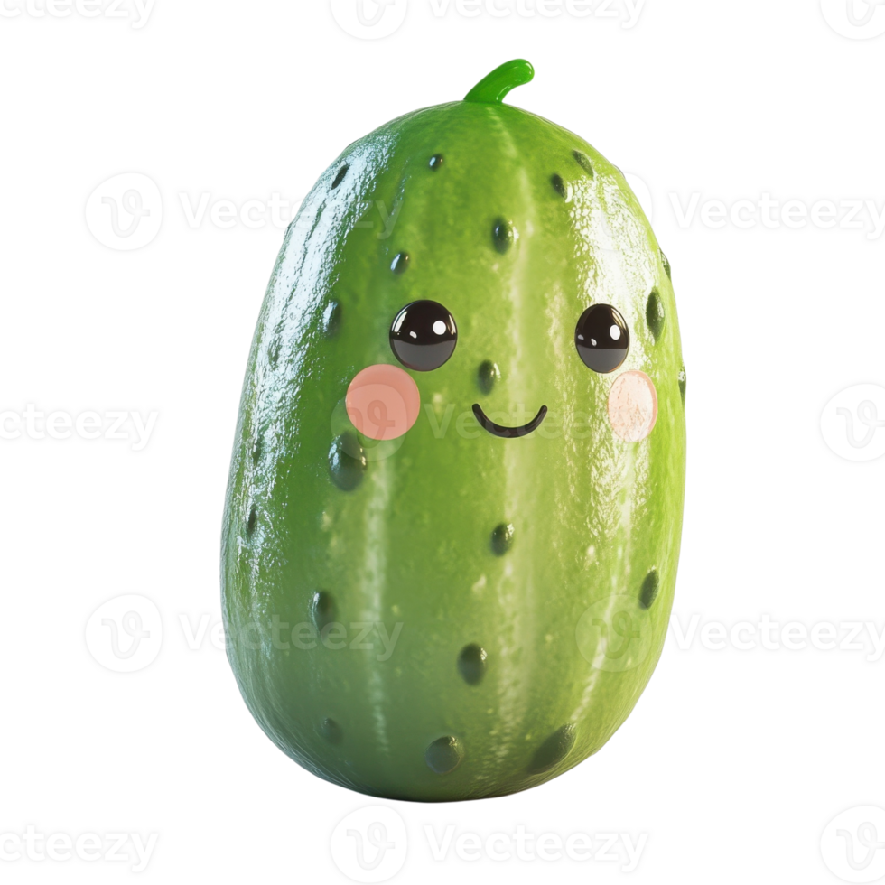 A cute pickle with eyes on transparent background png