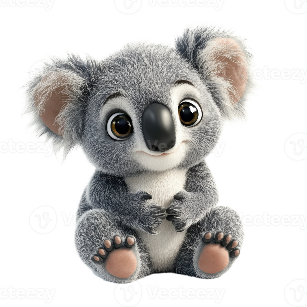 A cartoon koala sitting on transparent background png