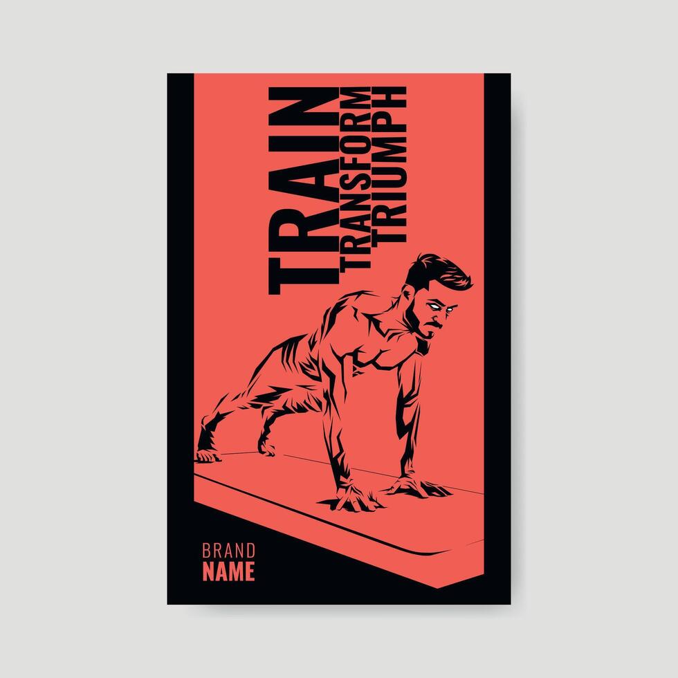 Fitness poster illustration with inspirational quote and man training vector