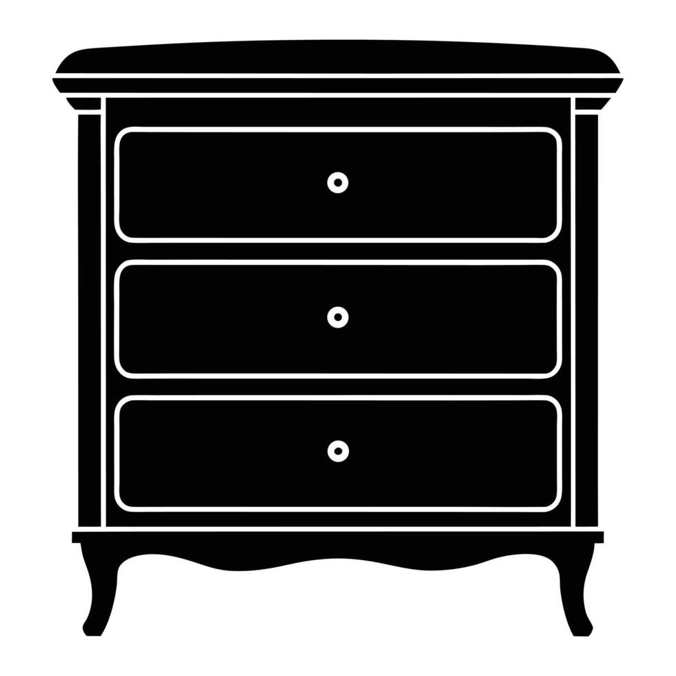 a black and white illustration of a chest of drawers vector