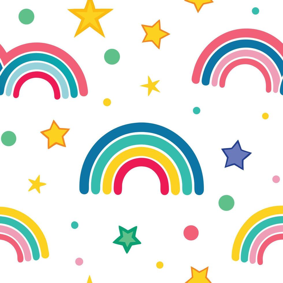 rainbow and stars seamless pattern vector