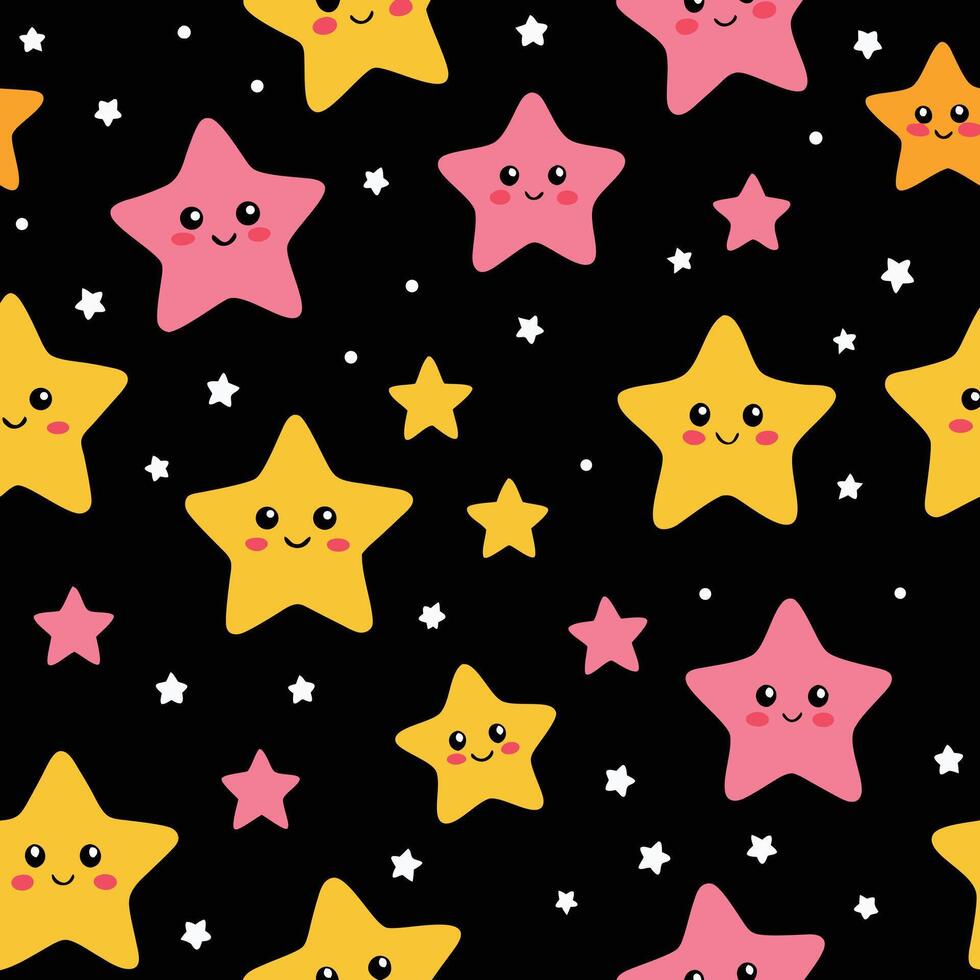 a pattern with stars and stars on a black background vector