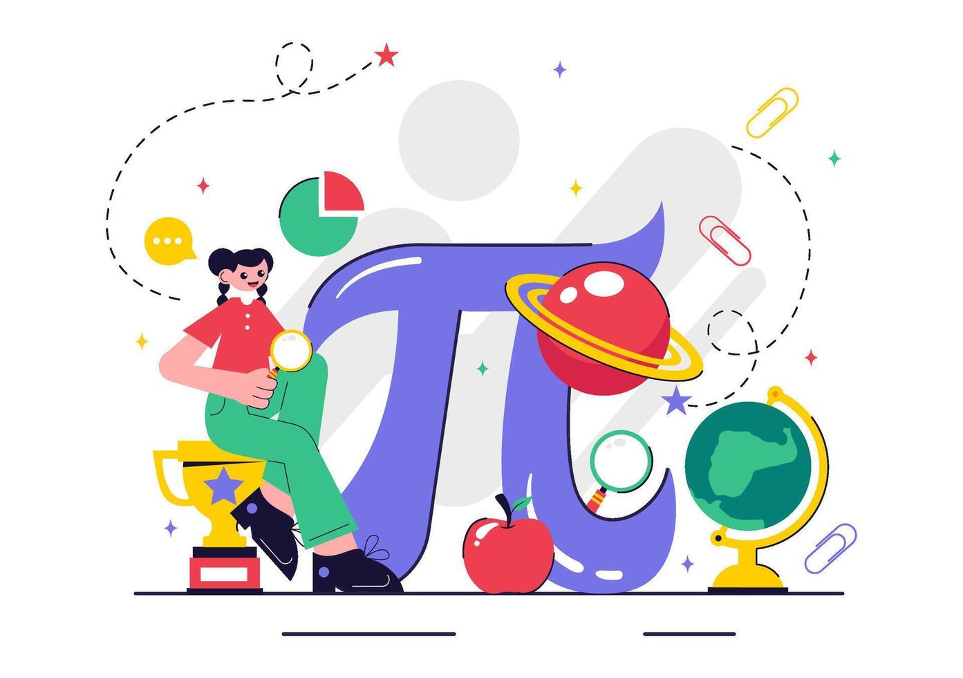Flat Illustration for Pi Approximation Day Featuring Pie and Greek Letters vector
