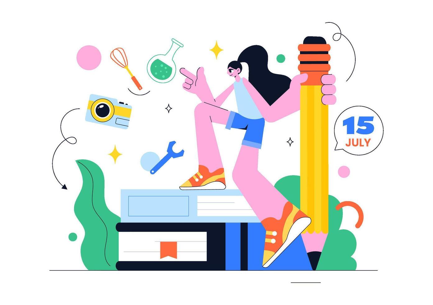 Youth Skills Development Illustration with People Engaging in Professional and Business Activities in Flat Style vector