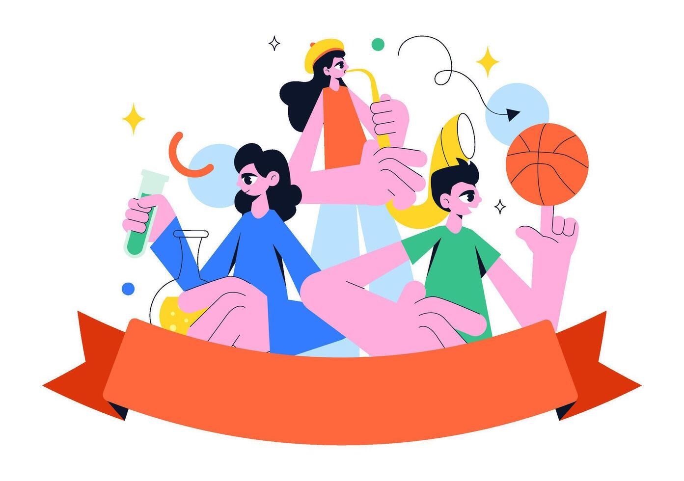 Cartoon Illustration of World Youth Skills Day Showing Talented Individuals with Practical Job Skills vector