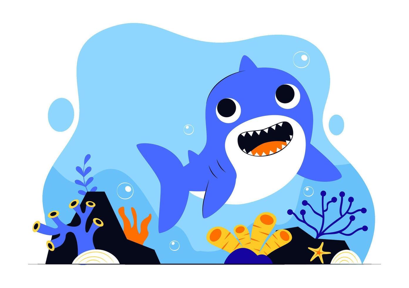 Shark Awareness Day Illustration with Ocean Life and Marine Conservation in Flat Cartoon Style vector