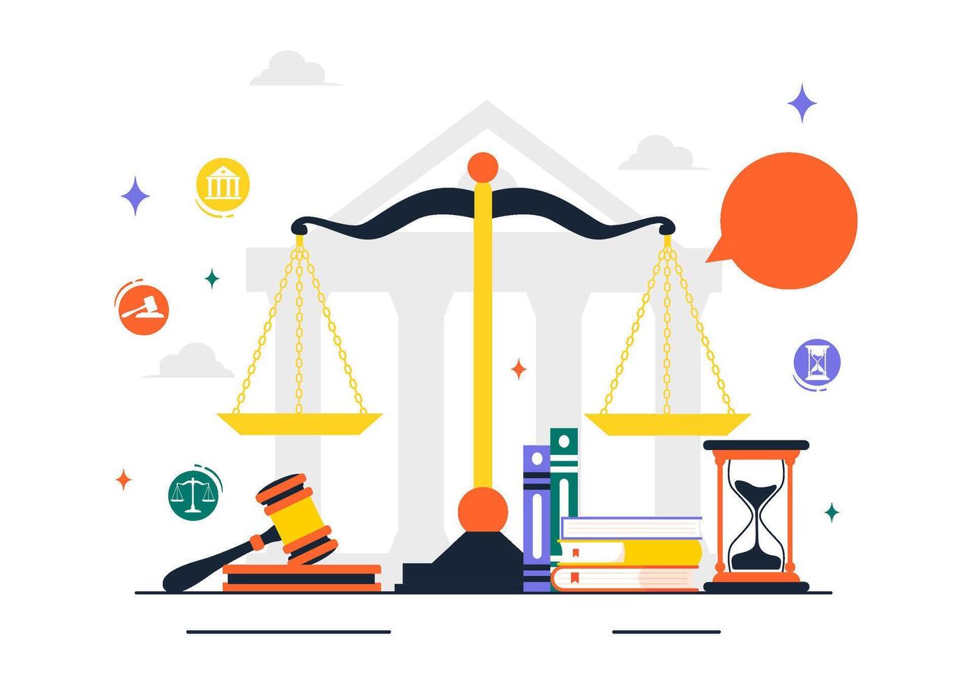 Scales of Justice and Gavel Illustration for World Legal Awareness Day in Flat Style vector