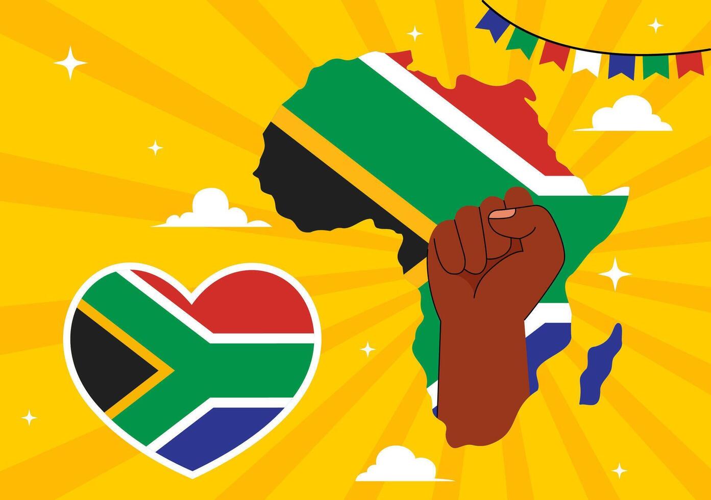 Nelson Mandela Day Poster with Patriotic Ribbon and Flag Elements vector