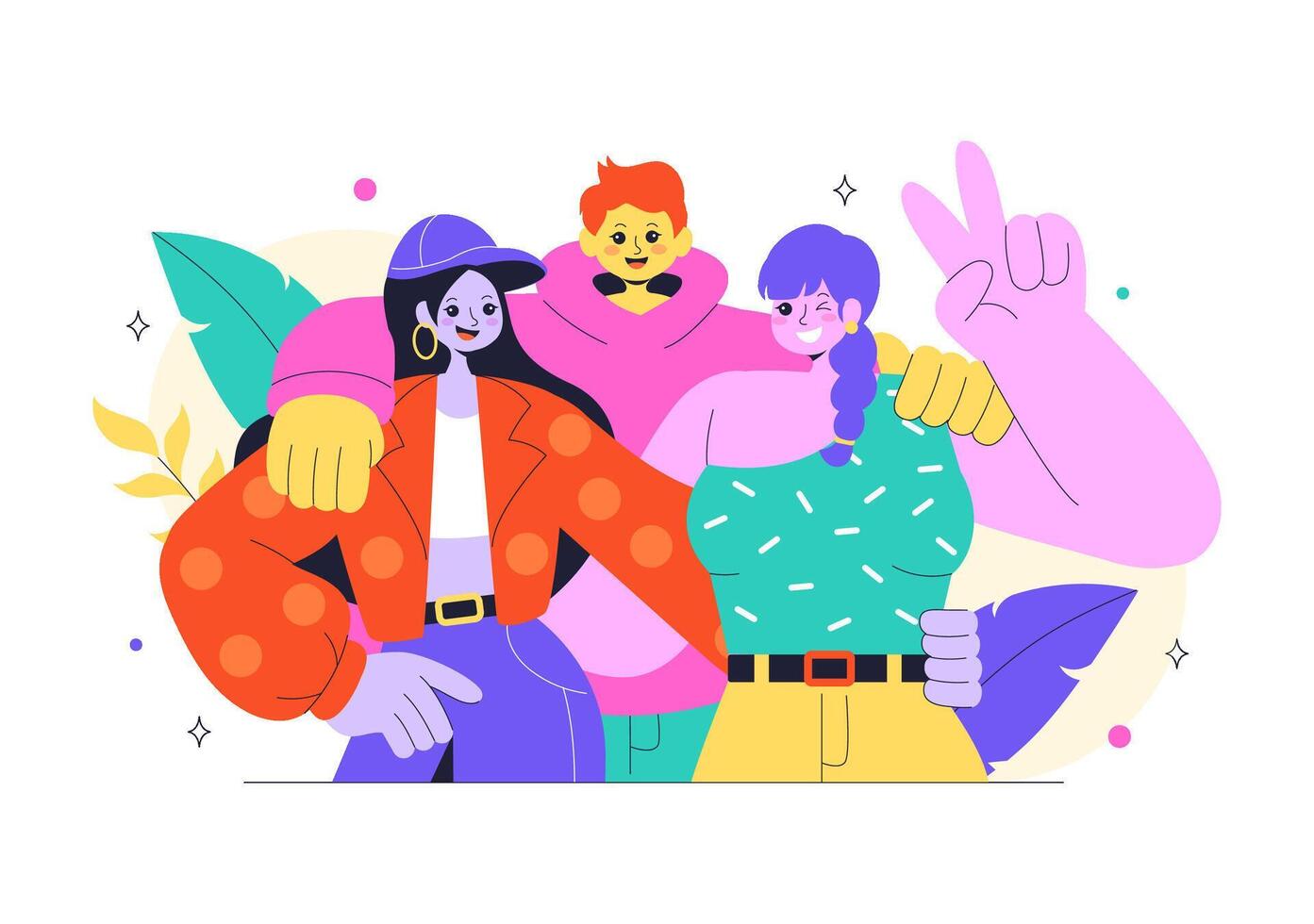 Flat Style of Children Celebrating Friendship Day with Hugs and Unity vector