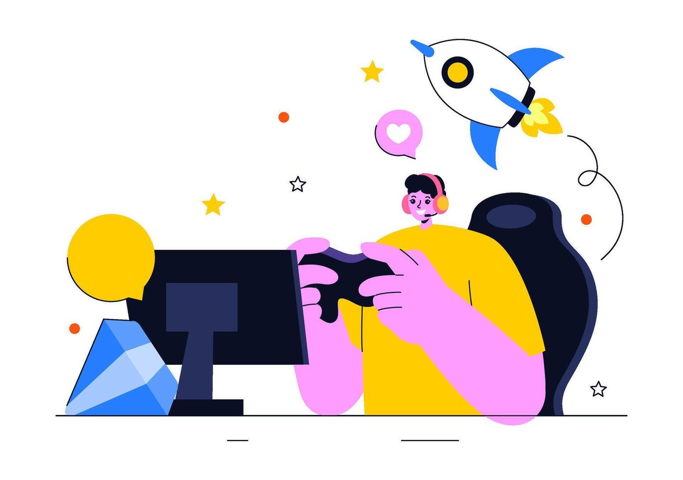 Illustration of Gamer Playing on Console for National Game Day Event vector