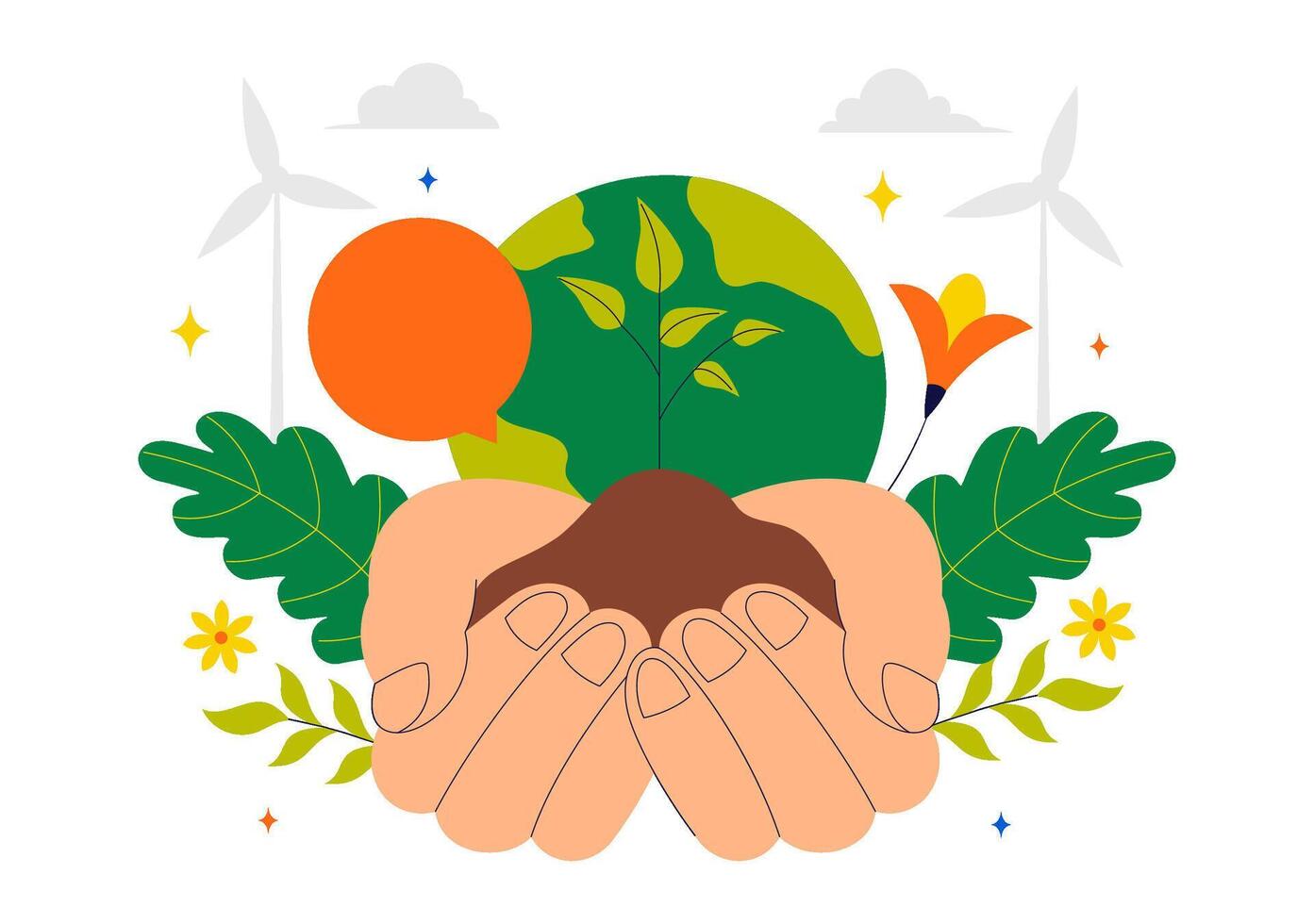 Nature Conservation Day Illustration with Globe, Tree, and Green Ecology Concept in Flat Cartoon Style vector