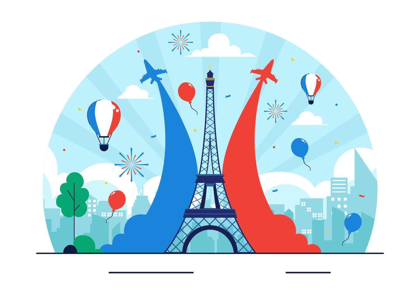 Bastille Day Scene with French Decorations and Celebration Background vector
