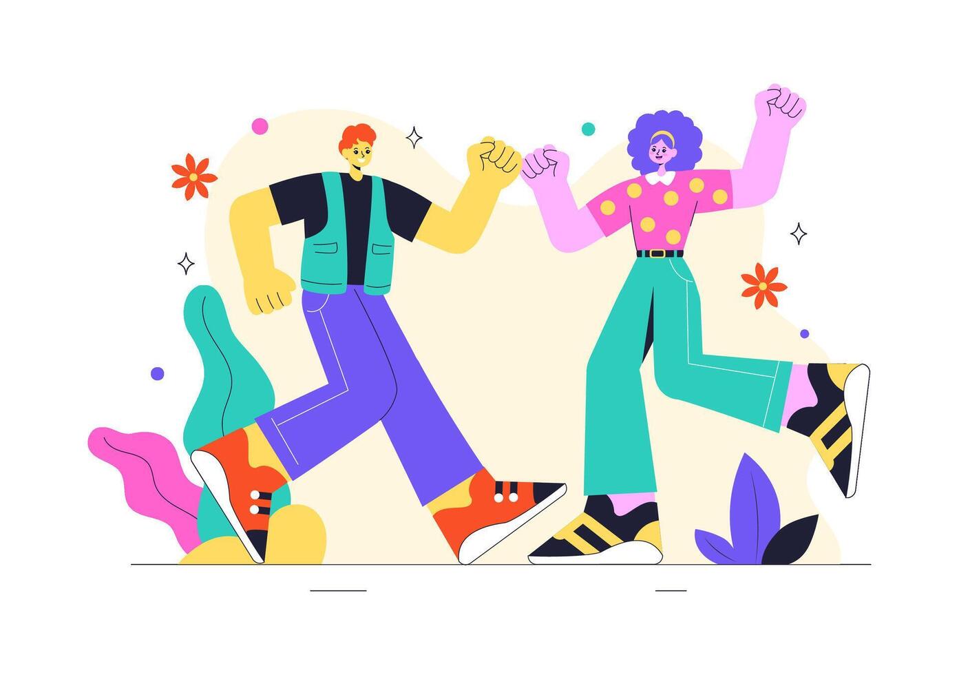 Flat Cartoon Illustration of Friendship Day Showing Togetherness and Unity Among Kids vector