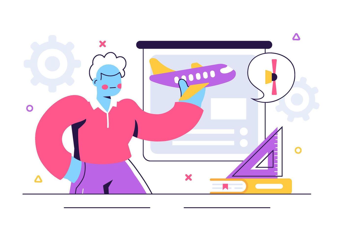 Plane Replica Making Illustration in Flat Cartoon Concept vector