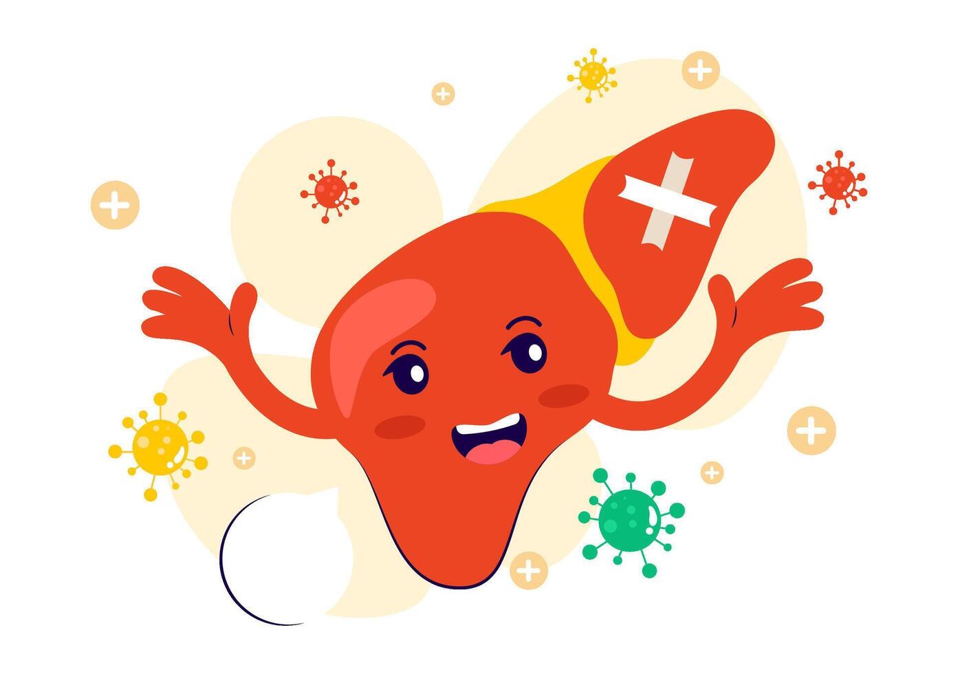 Healthcare Concept for World Hepatitis Day Featuring Patient and Liver Cancer Symptoms in Flat Style vector