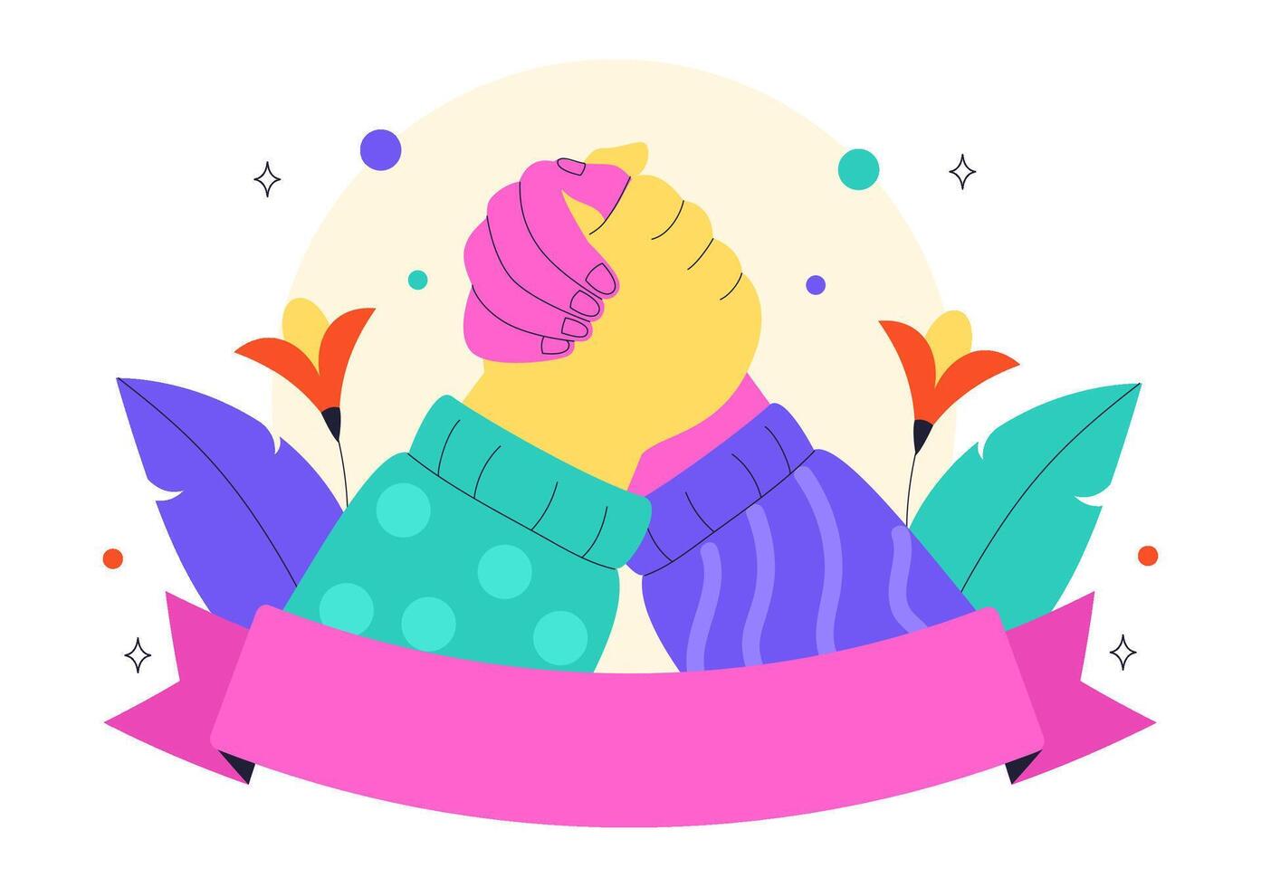 Flat Illustration of Friendship Day with Diverse Children Hugging Each Other vector