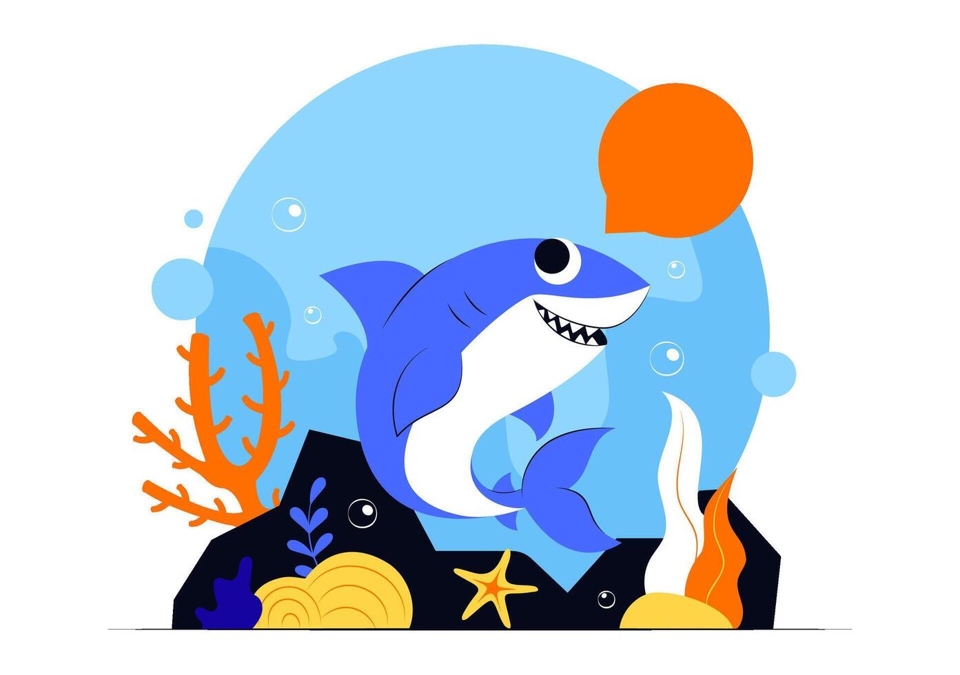 Flat Cartoon Marine Life Honoring Shark Awareness Day vector