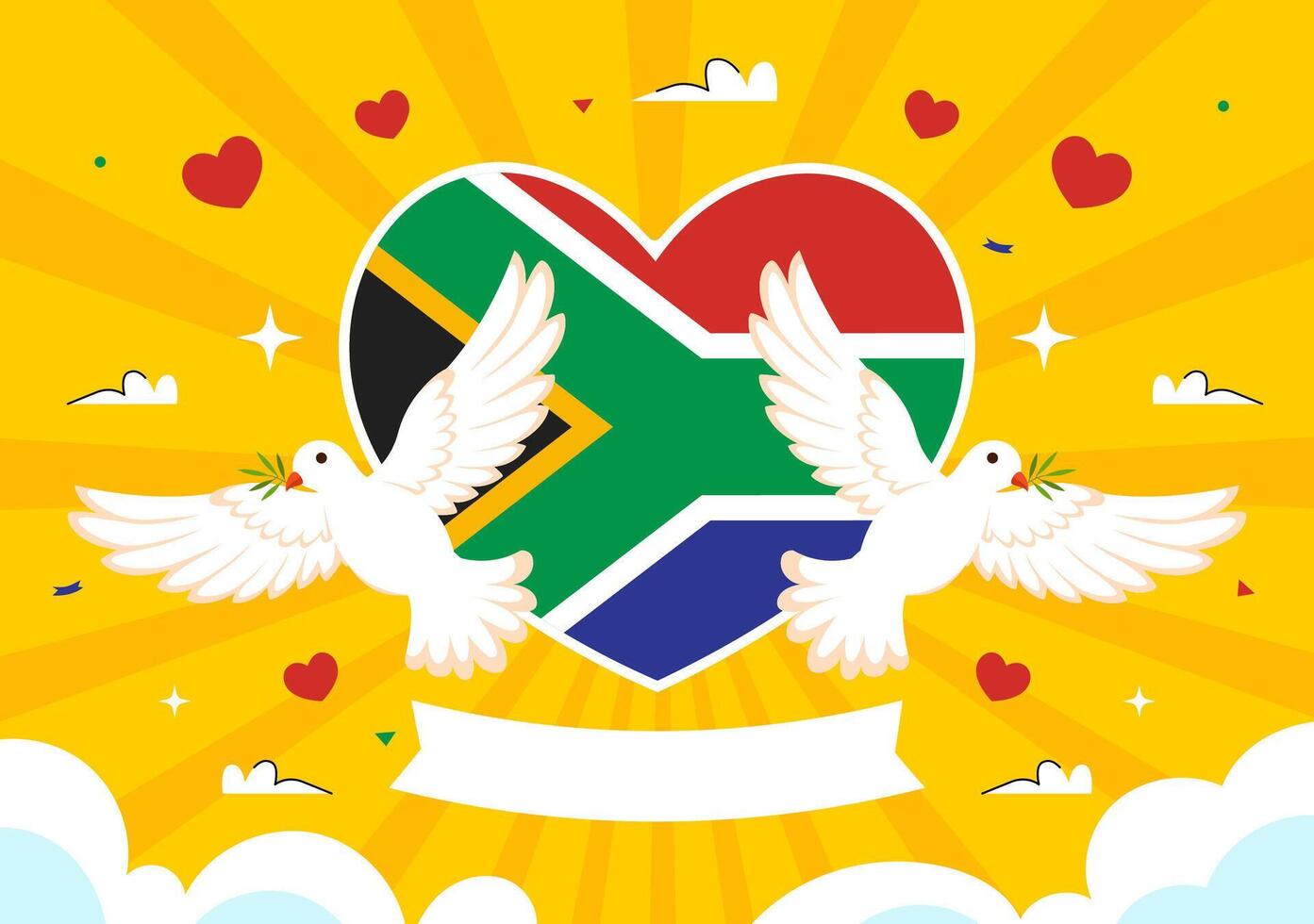 International Nelson Mandela Day Illustration with Flag and Colorful Ribbon vector