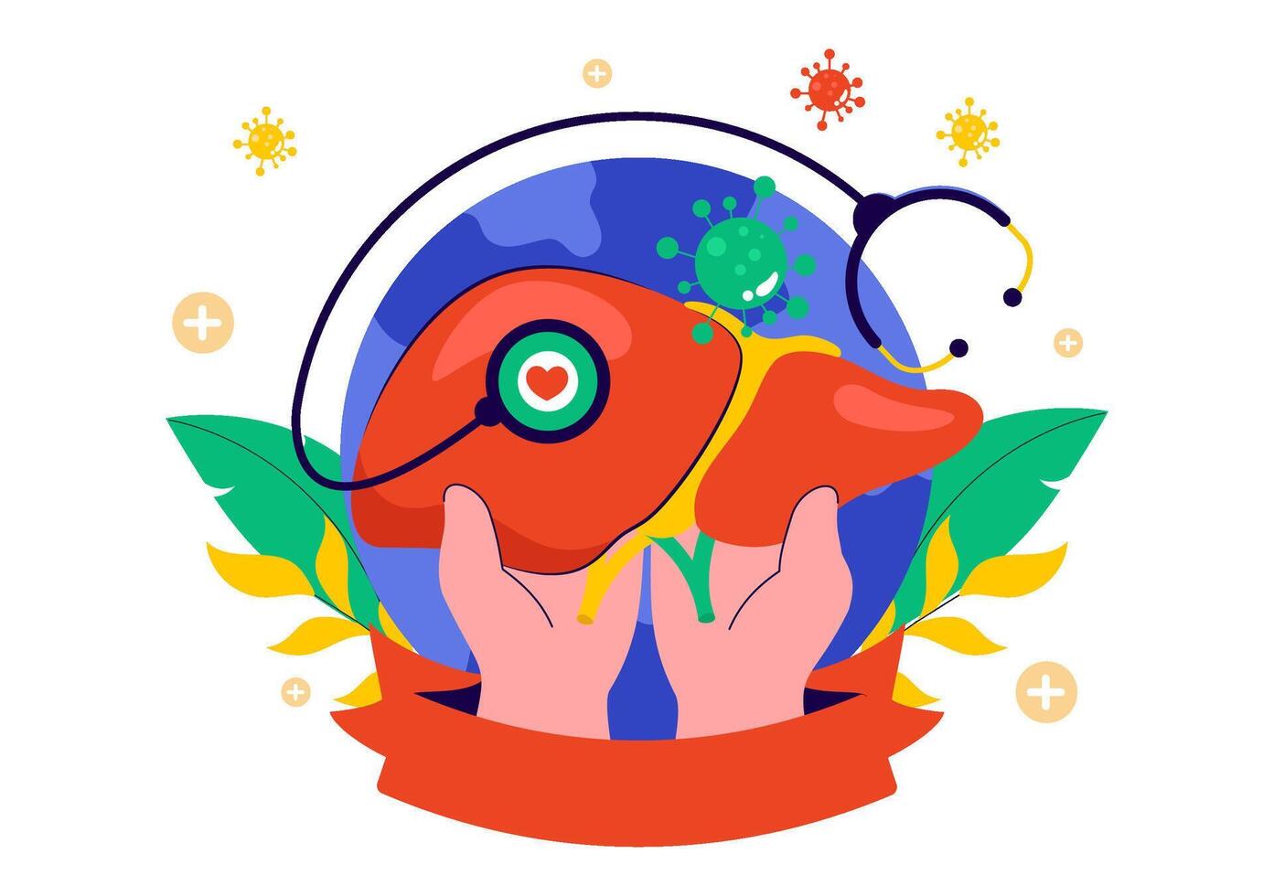 Diseased Liver and Cirrhosis Illustration for World Hepatitis Day Campaign on 28 July vector