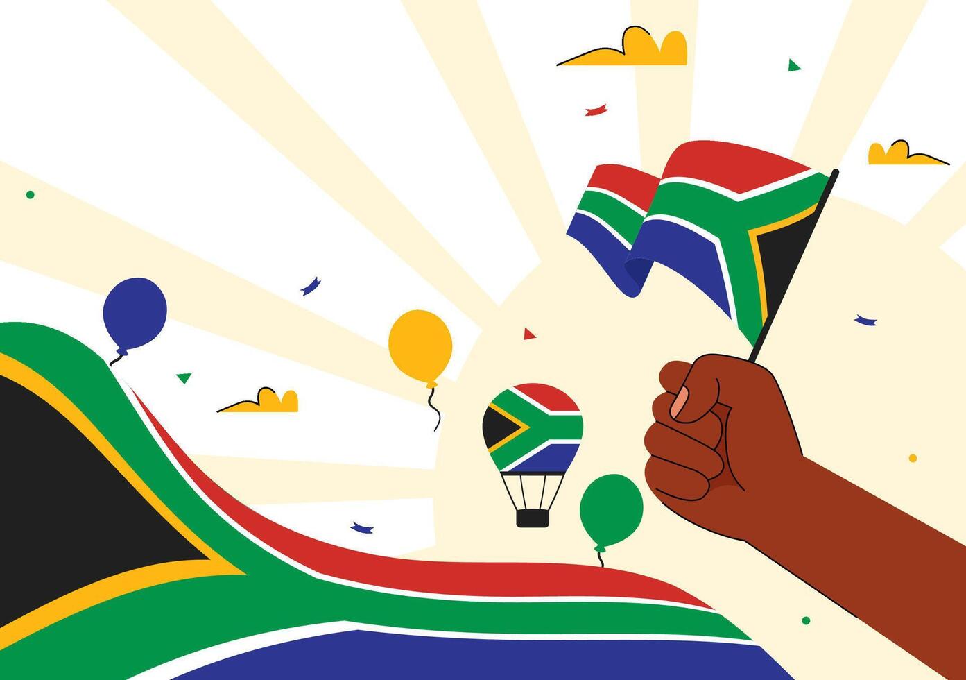 Nelson Mandela Day Illustration with Flag Waves and Minimalist Background vector