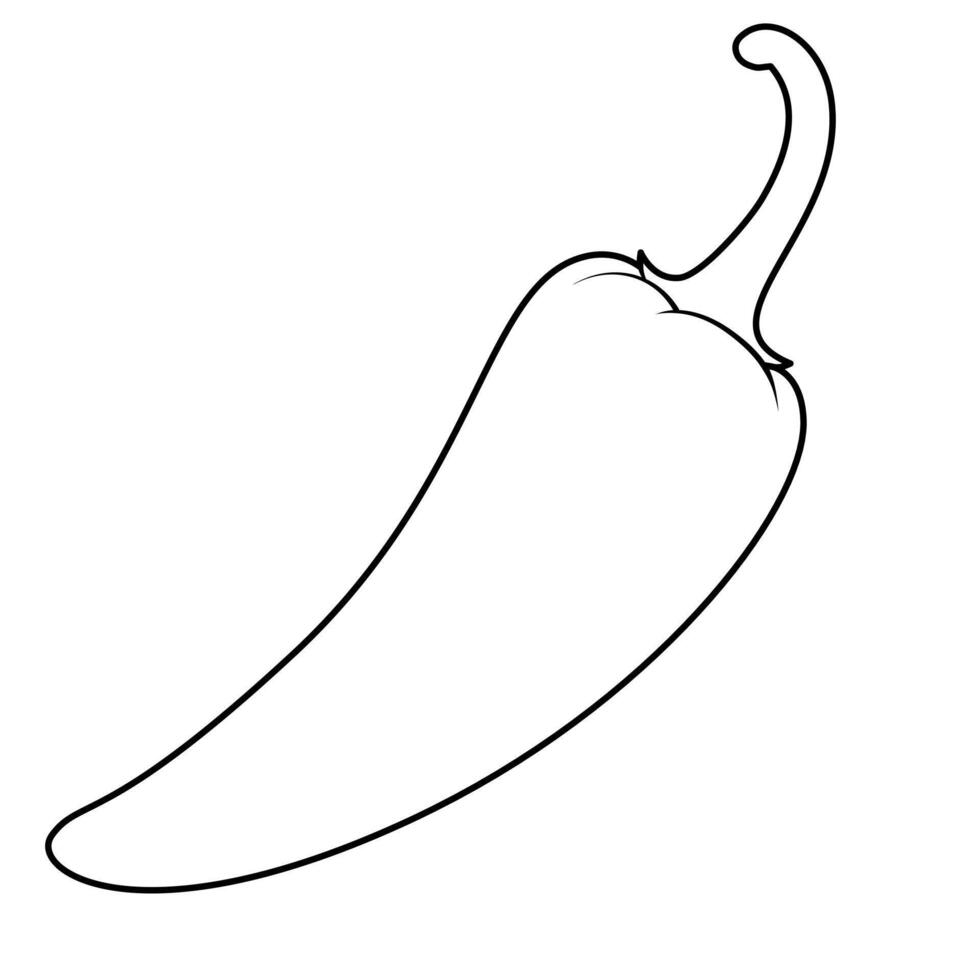 Fresh Red Chili Peppers outline Isolated on White vector