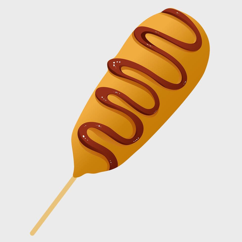 Delicious Corn Dog with Ketchup Drizzle vector