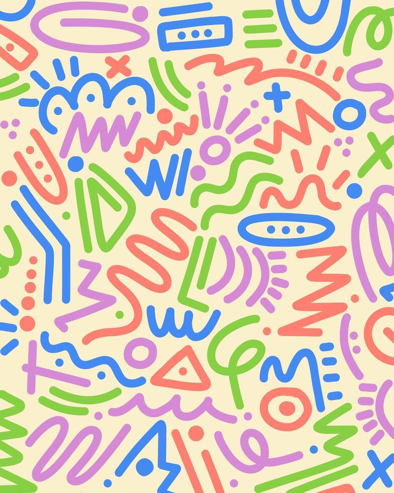 Abstract colorful line vintage memphis motif pattern background layout modern banner print art cover fabric textile editable vector