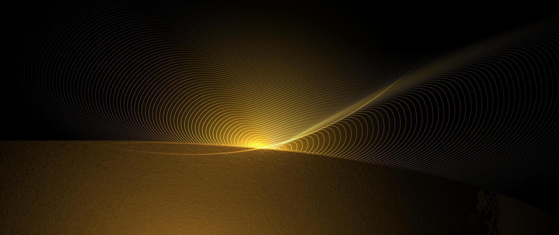 Abstract light gold effect, flow line, motion pattern and golden gradient color for luxury wallpaper, template banner, futuristic background. Illustration modern graphic design with space vector