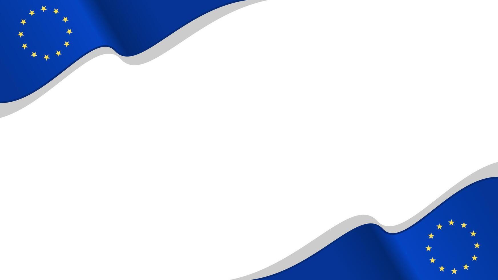 wavy European Union flag frame background with copy space for text. international day vector