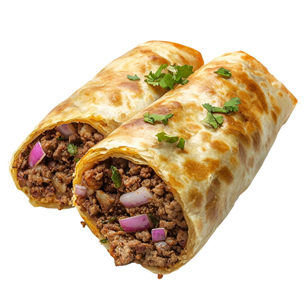 Spicy Burrito Stuffed With Meat Vegetables Transparent Background png