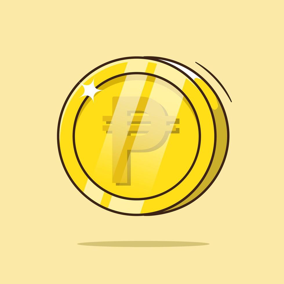 Peso money currency icon logo or symbol on cute golden coin suitable used for digital coin, web and many things vector