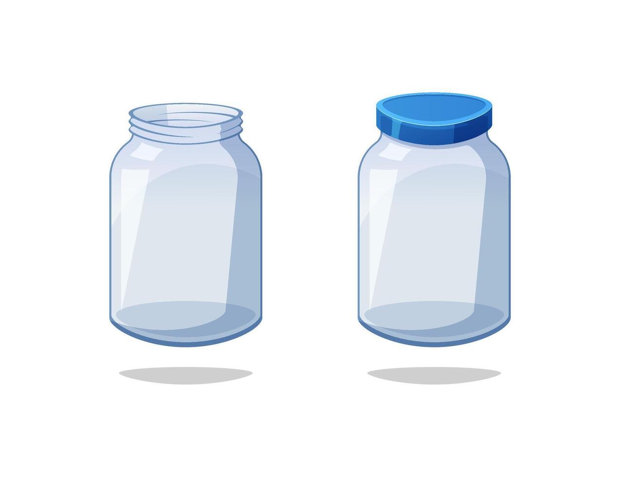 Empty glass jar isolated on white background. vector