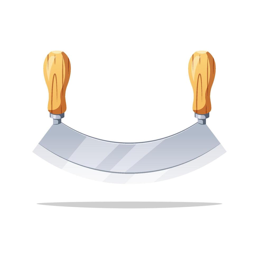 Mezzaluna knife isolated on white background. vector