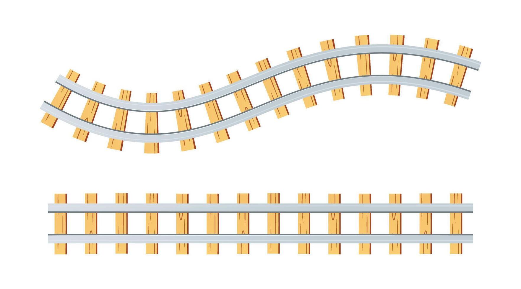 Wooden railroad tracks isolated on white background. vector