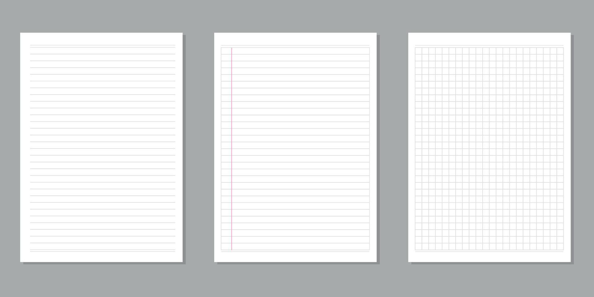 collection of lined notebook paper vector