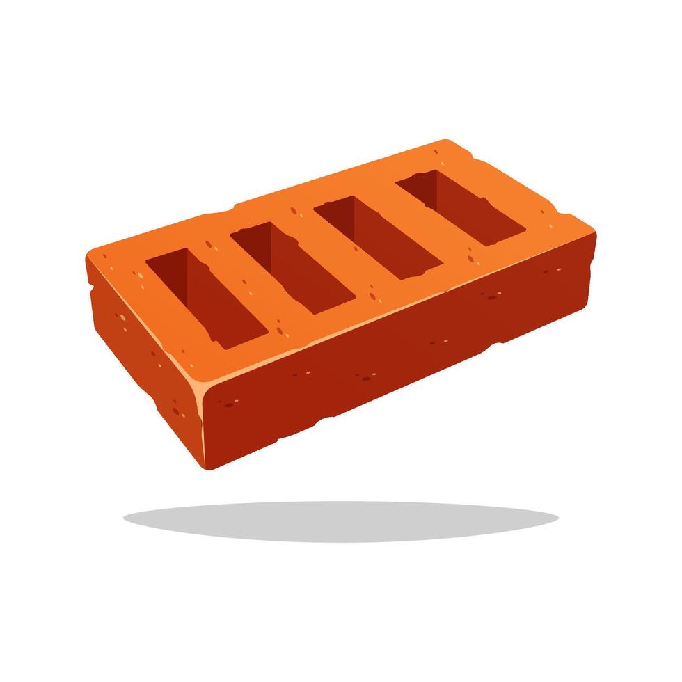 Single red brick isolated on white background. vector