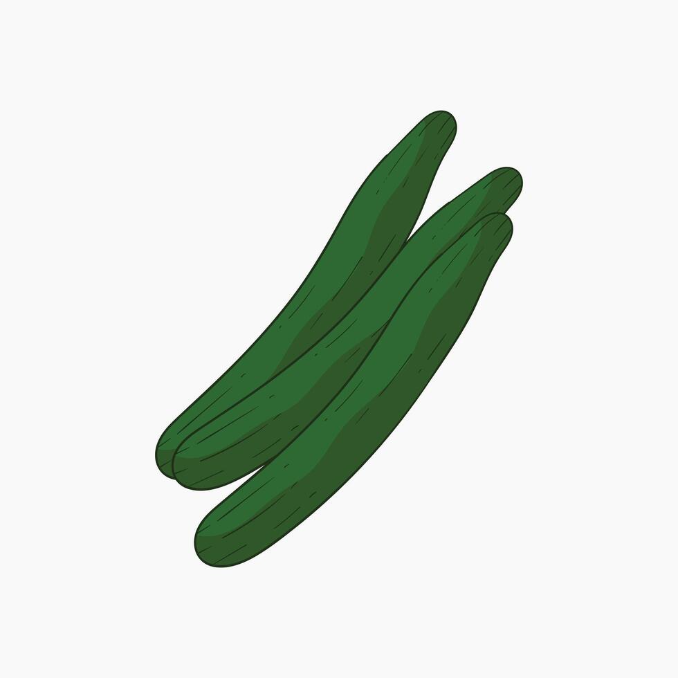English cucumber vegetables flat design cartoon illustration vector