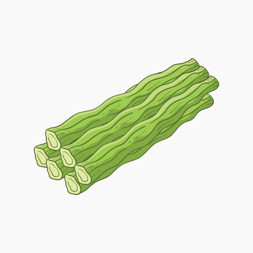Drumstick vegetables flat design cartoon illustration vector