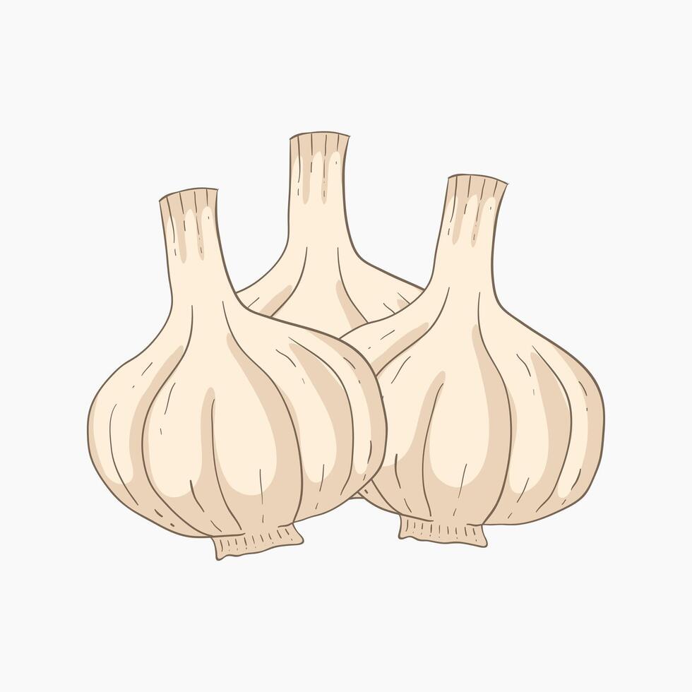 Elephant garlic vegetables flat design cartoon illustration vector