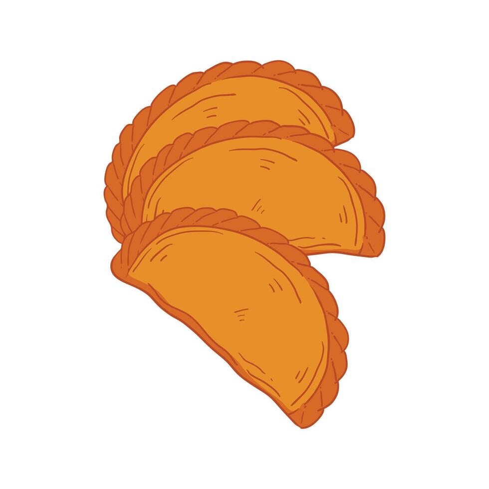 Pastel Indonesian traditional snack cartoon icon illustration vector