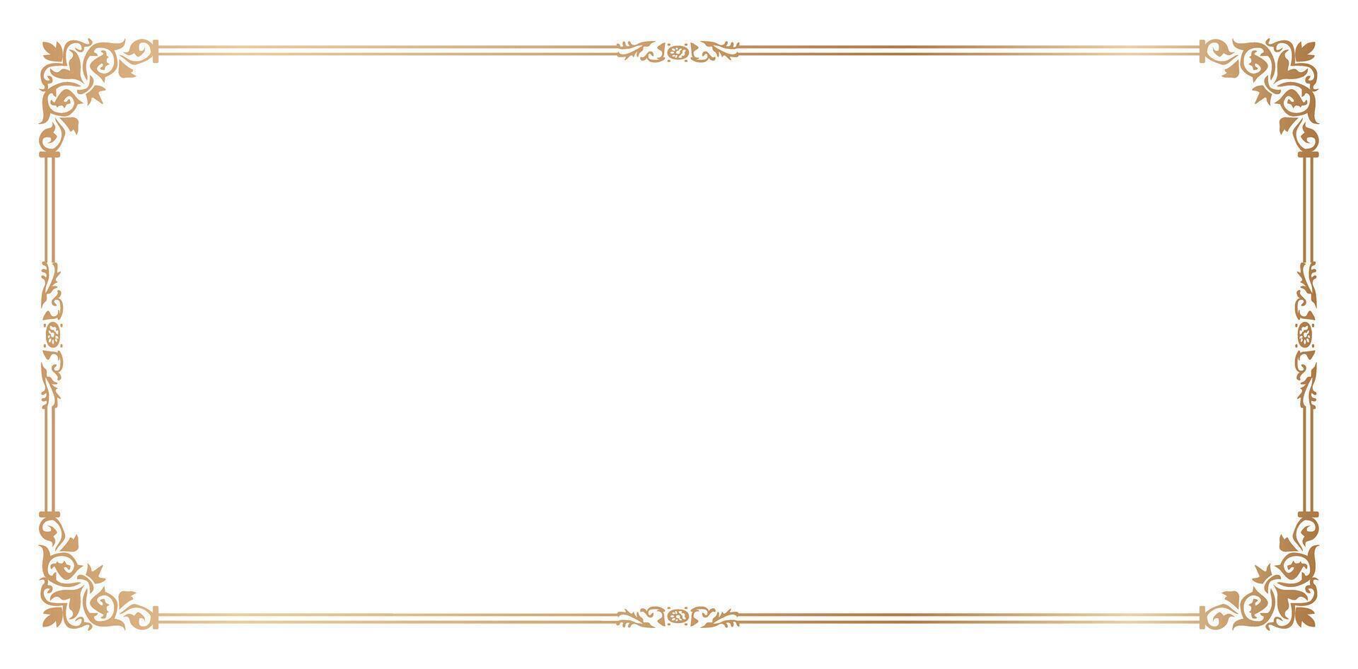 decorative corner element Elegant Gold Ornate Frame border on a white backgrounds for Certificates and Invitations, certificate of completion template, Presentations, User interface ads, collages vector