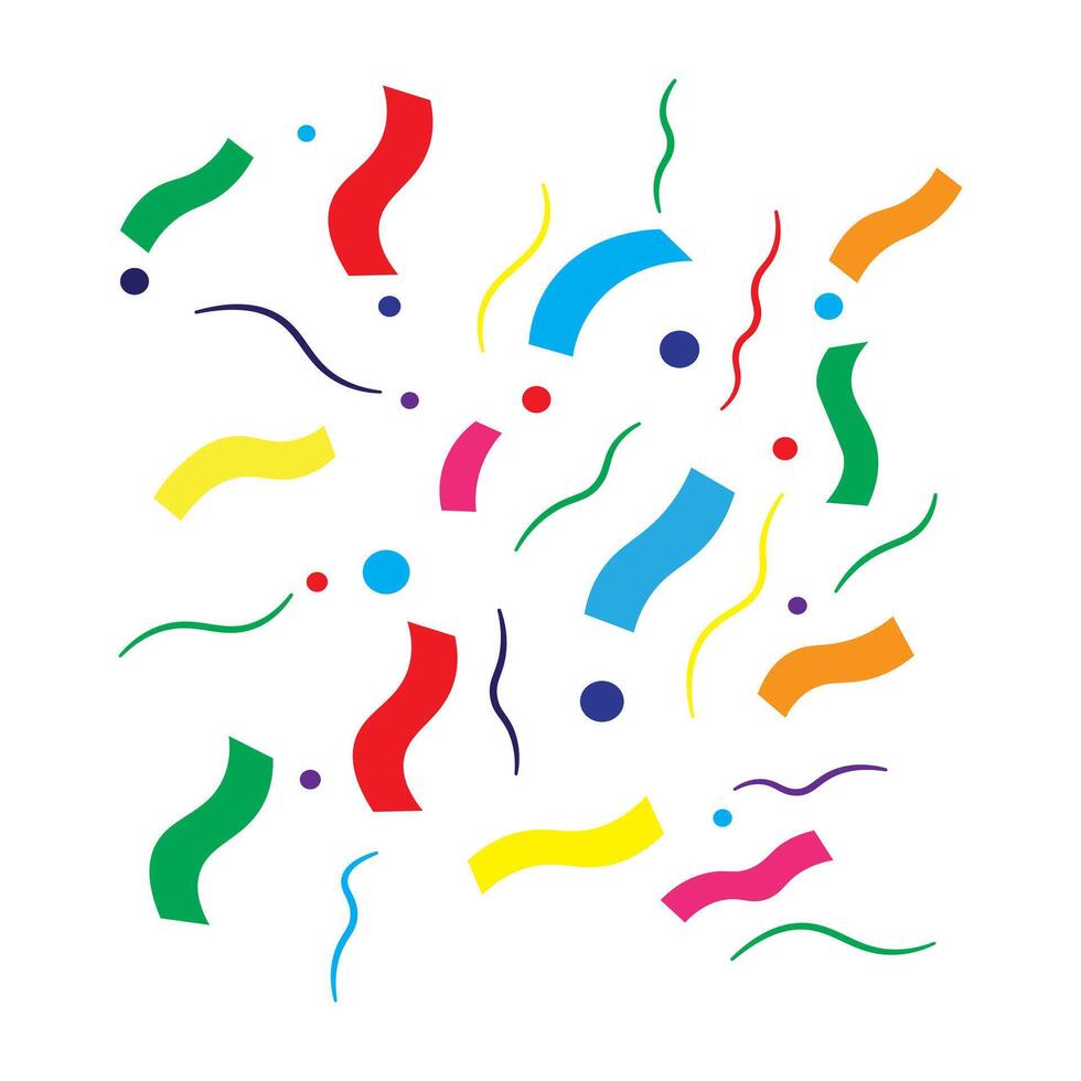 Celebration background template with colorful confetti ribbons isolated on white background. Decoration for birthday party or graduation or celebrate others event vector