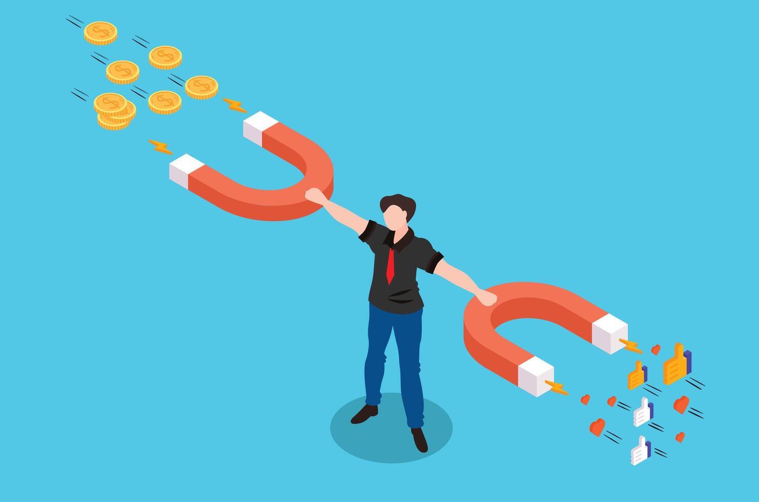 Money Attraction Concept isometric Style Illustrations. Eps 10 suitable for releated digital asset vector
