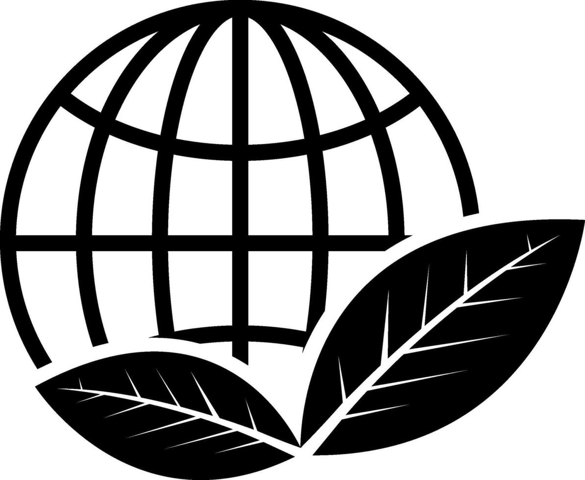 Environmental Globe and Leaf Icon Isolated on Transparent Background vector