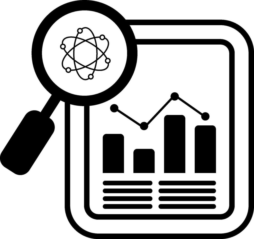 Data Analysis Icon with Magnifying Glass and Chart vector