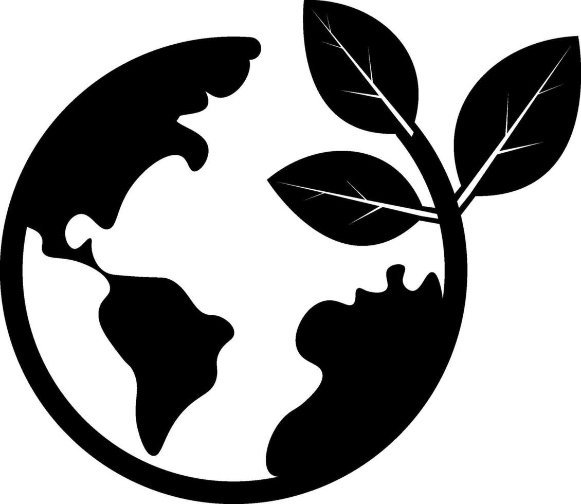 Ecology icon. Eco friendly earth icon with leaves. World environmental saving and ecology friendly concept vector