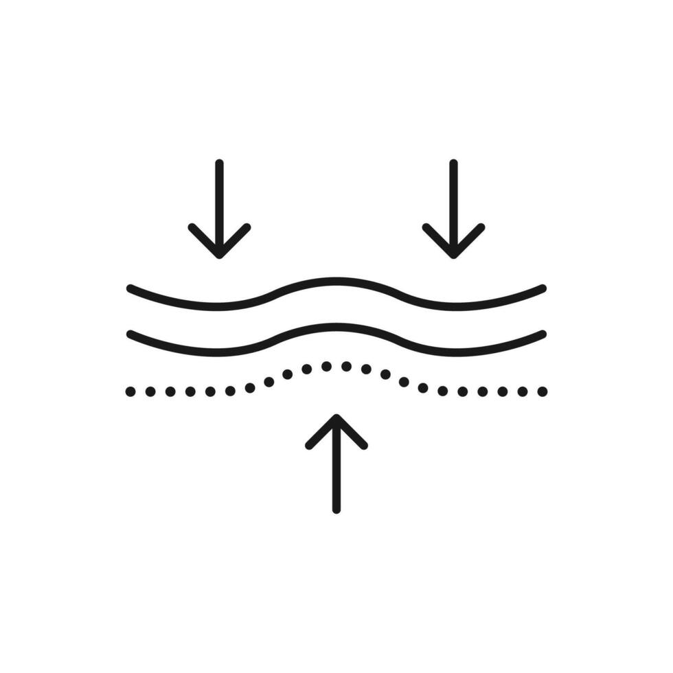 Elasticity line icon, pictogram of elastic material. Skincare illustration, anti wrinkle, facelift sign for cosmetics packaging. vector