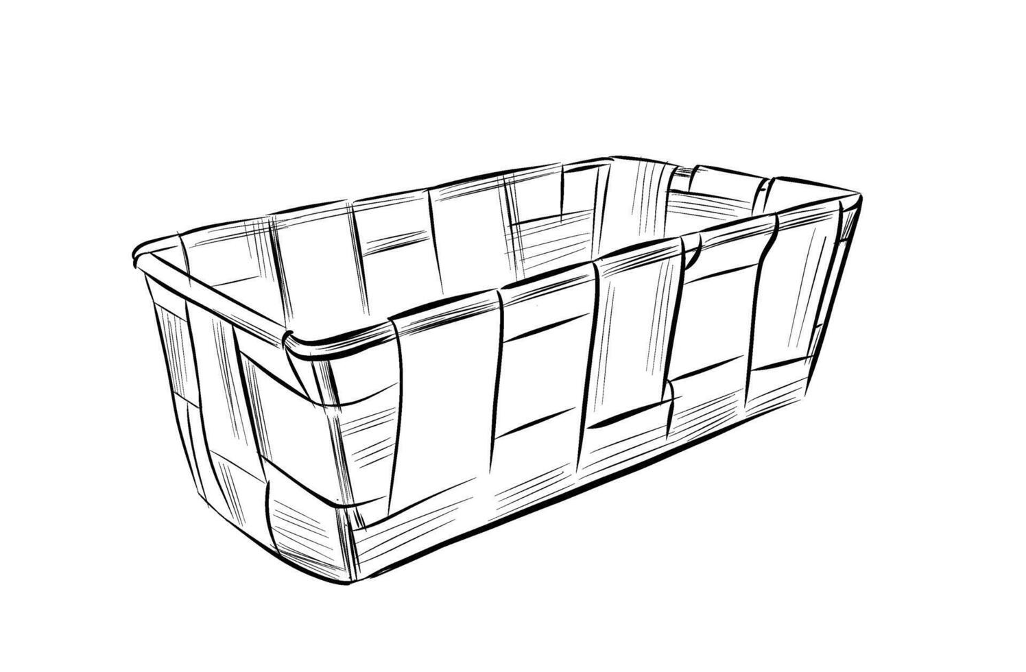 Handwoven rectangular wicker basket isolated vector