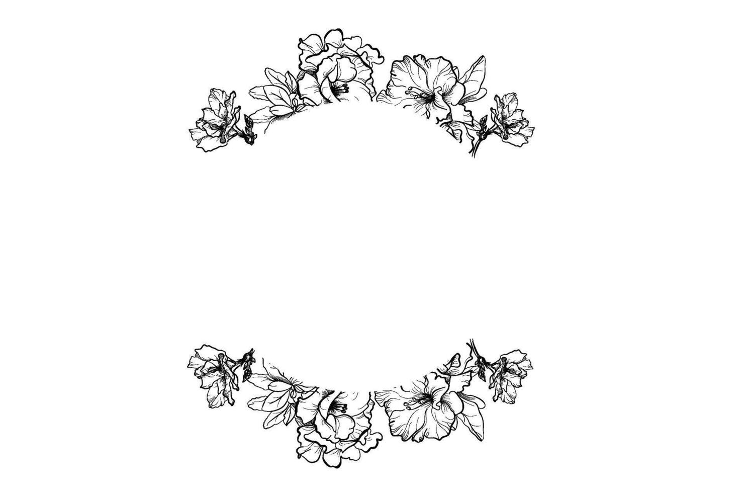 Azalea flower wreath floral circle frame vector