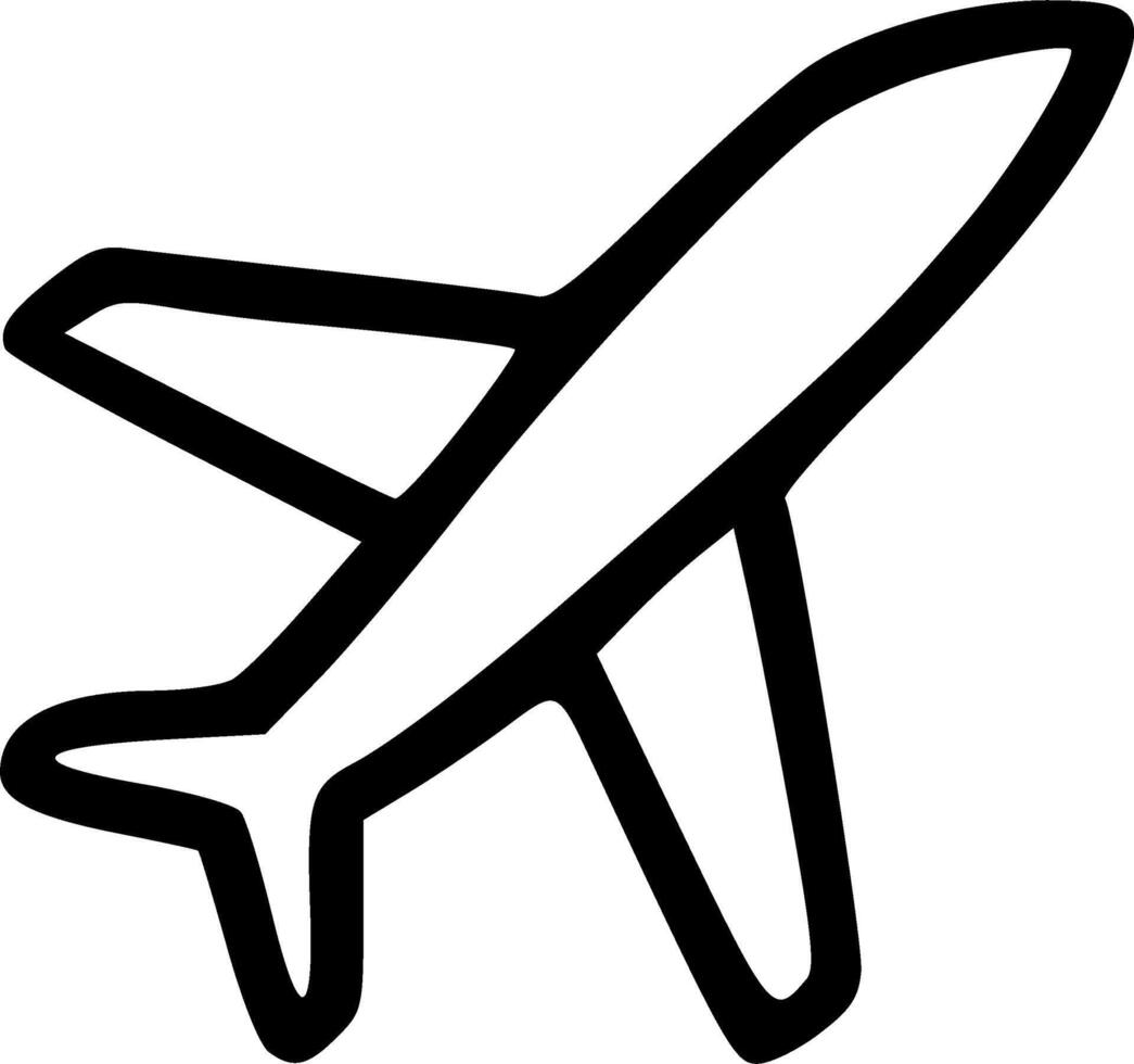 Outline Handdrawn Airplane Flying Transportation Icon Symbol vector